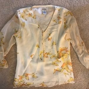 Bob Mackie silk butterfly shirt